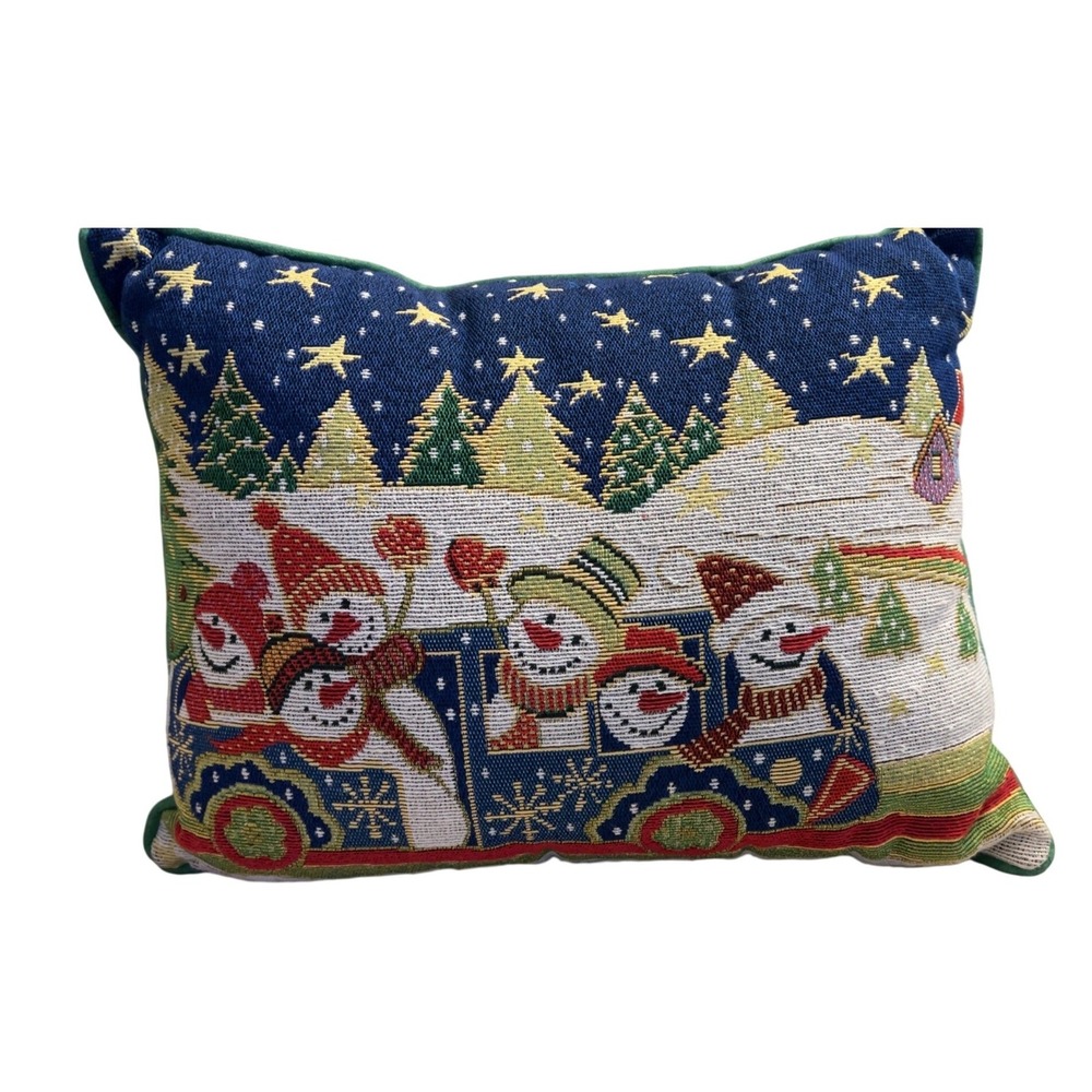 Pier 1 Christmas Family of Snowmen Pillow